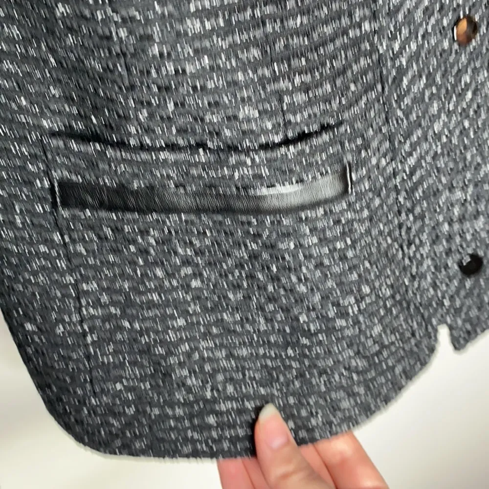 Anne Klein tweed faux leather trimmed jacket sz 2P - Image 6