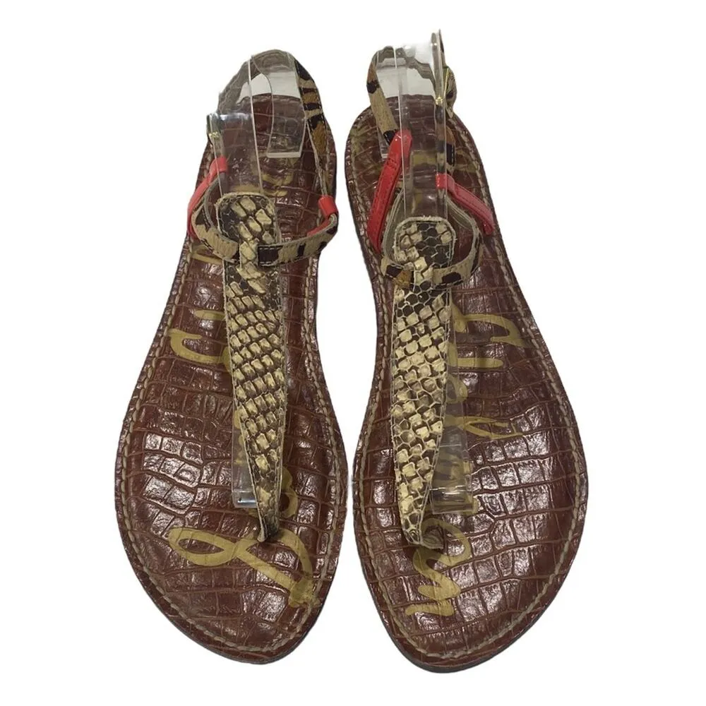 SAM EDELMAN Gigi sandal Size 10 mixed media snake print toe post sandals - Image 3