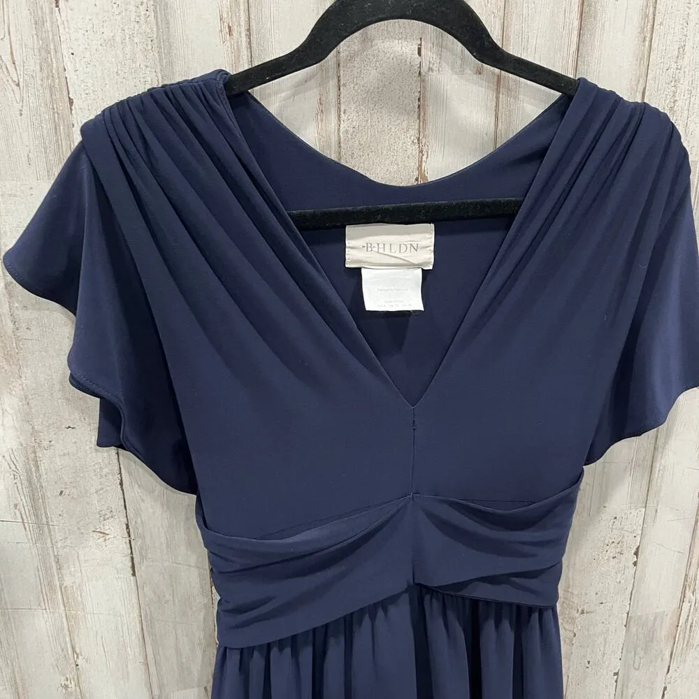 Anthropologie BHLDN Navy Mendoza Formal Front Slit Dress Womens Size 8 READ FLAW - Image 3