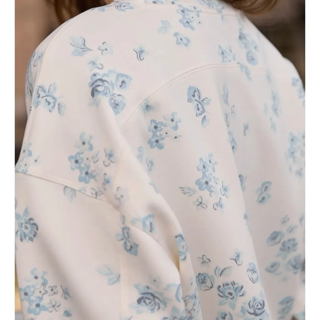 NEW Altar’d State AS Revival Blue Floral Super Soft Sweatshirt Size Small - Image 4