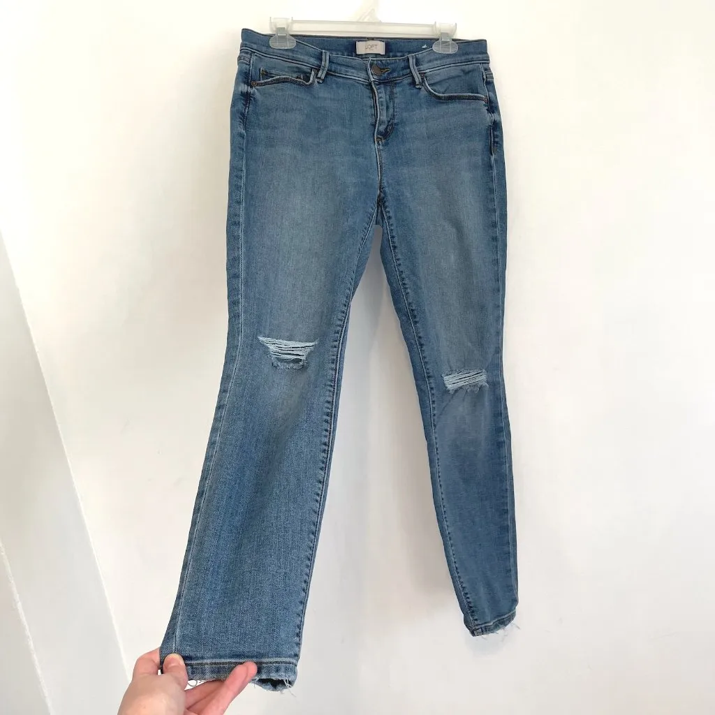 ANN TAYLOR LOFT Outlet Modern Skinny Jeans Medium Wash Ripped Rips Distressed 6 - Image 10