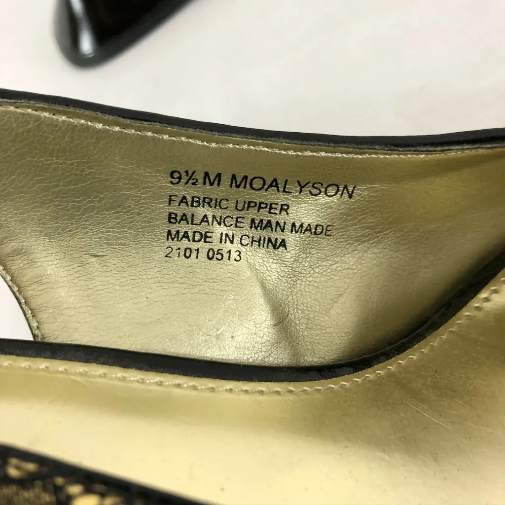 Mootsies Tootsies Womens Shoes Pumps Slingback Peep Toe Lace Print Gold 9.5 - Image 7