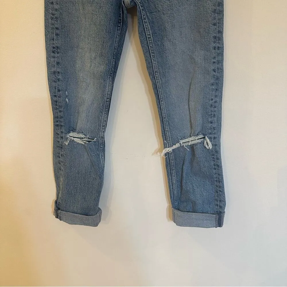 Zara High Waist Jeans sz 0 Distressed Cuff Medium wash - Image 2