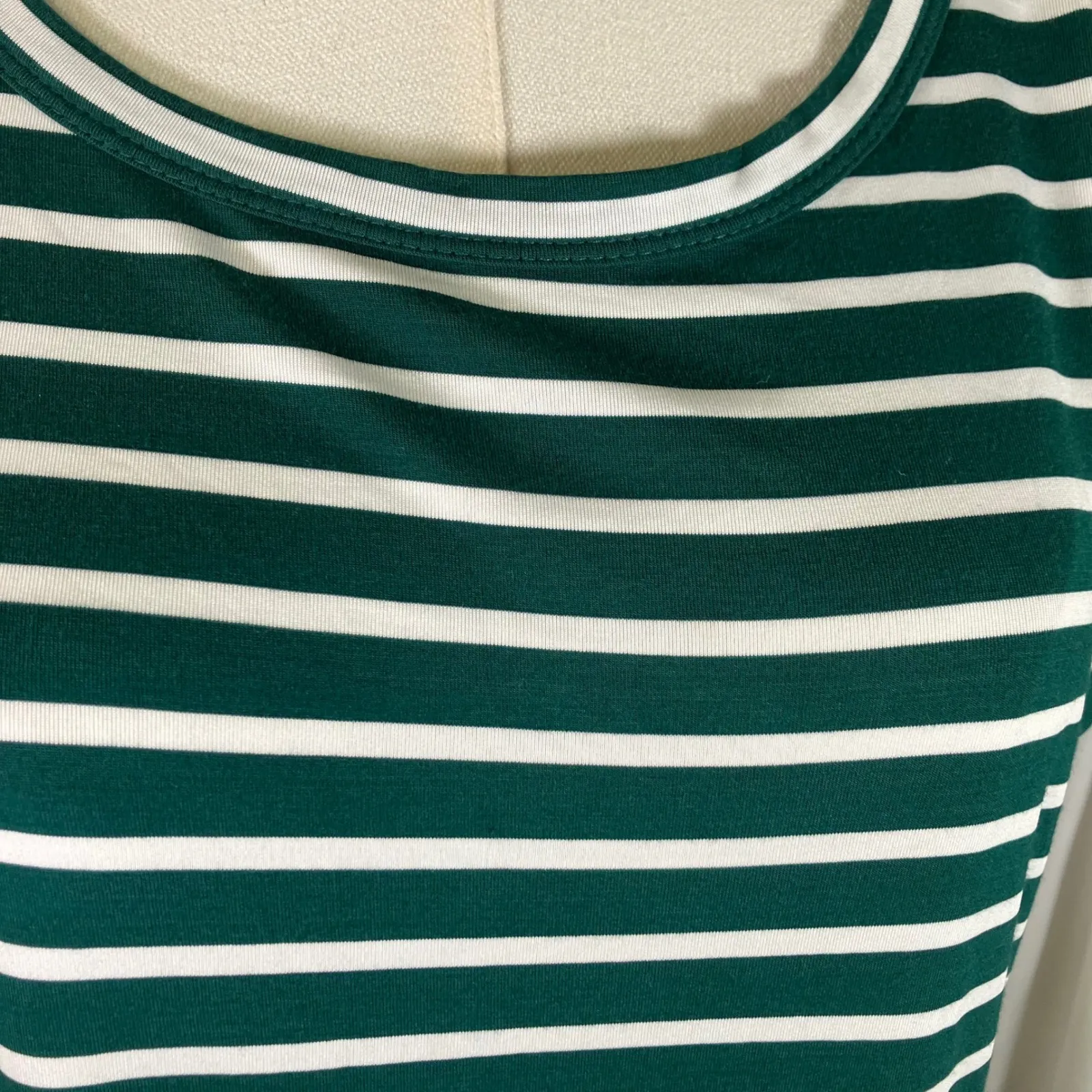 She + Sky Women's Striped Maxi‎ Dress Green White Casual Summer Size L - Image 3