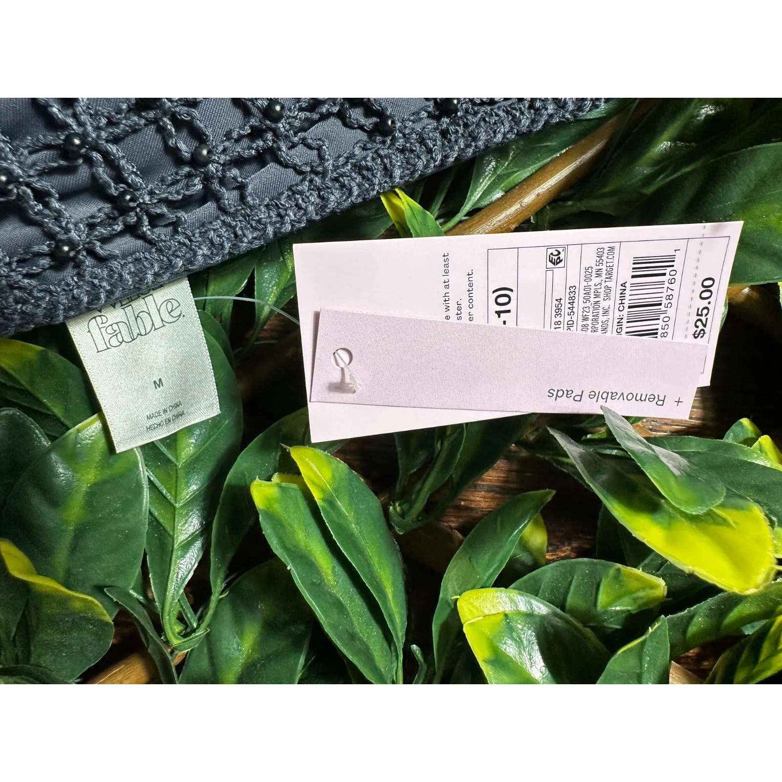 Wild Fable Blue Embroidered Bikini Top Size M NWT - Image 4