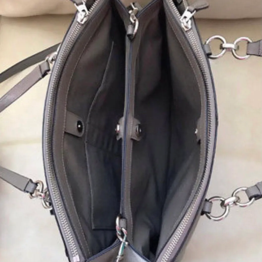 Coach NWT  Christie Crossgrain Leather Carryall Handbag Satchel Fog Gray F57525 - Image 7