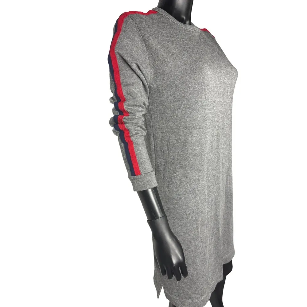 Velvet Gray Long Sleeve Dress with Red and Blue Trim Casual s - Image 7