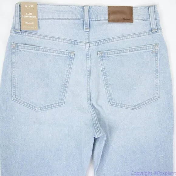 Madewell Slim Demi-Boot Jeans in Bellmeade Wash, size 28, NWT, light blue‎ - Image 12