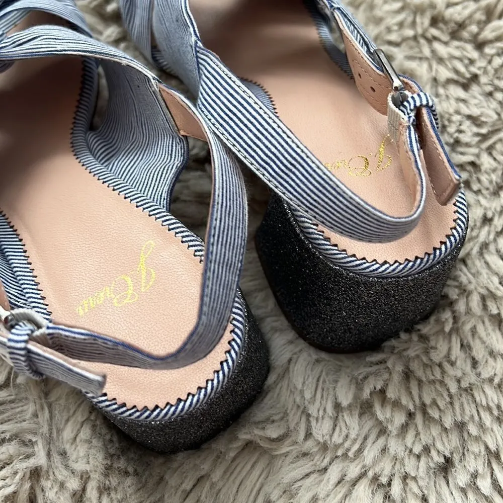 J.Crew Twisted-knot Penny sandals in stripe with glitter heel - Image 7