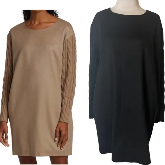 NWT MAX MARA Vignola Wool Cashmere Mini Dress black sz M - Image 2