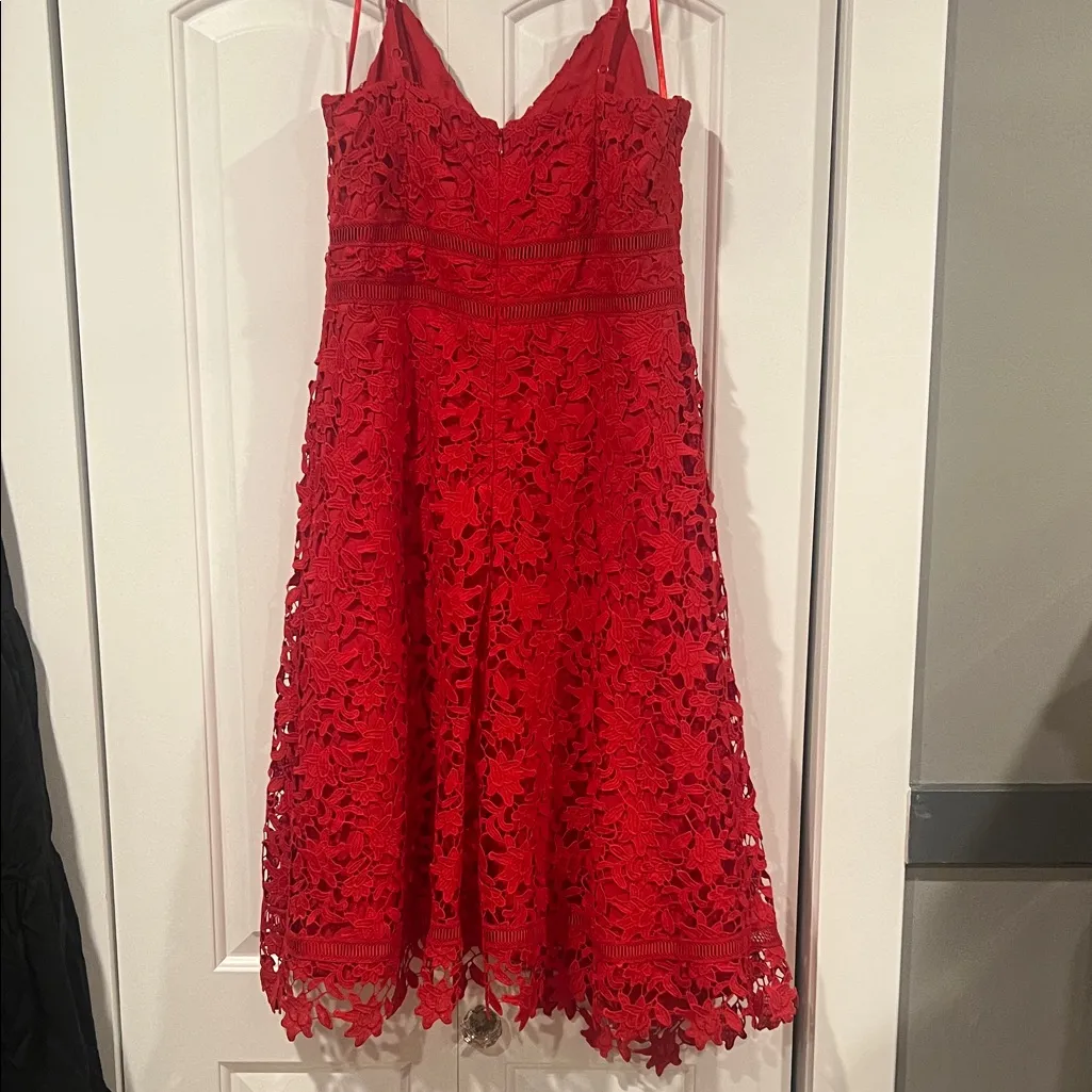 Eliza J Vibrant Red Floral Lace Dress‎ 12 - Image 7