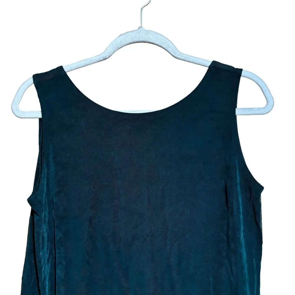 Chicos Travelers Sweater Set Medium Green Textured Tank Cardigan Slinky Stretch - Image 6