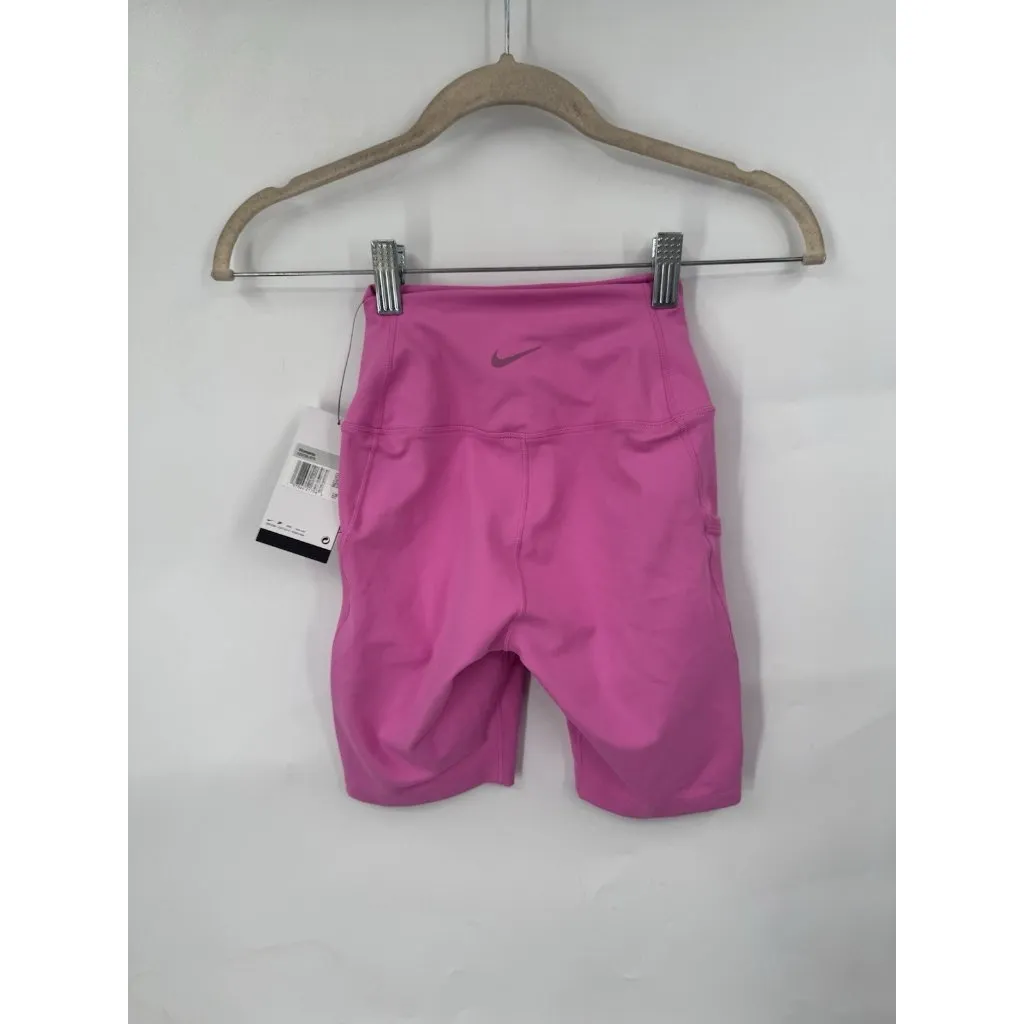 Nike Pro Athletic Biker Shorts Women XS Hot Pink ‎ NEW Yoga Workout Gym Preppy - Image 2