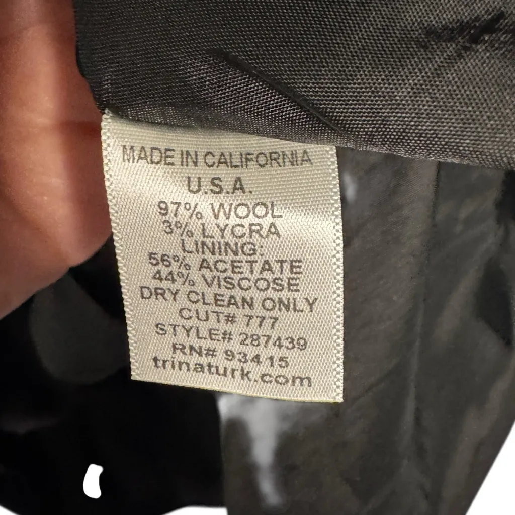 TRINA TURK WOOL BLEND BOW DETAIL BLACK DRESS SZ 6 - Image 6