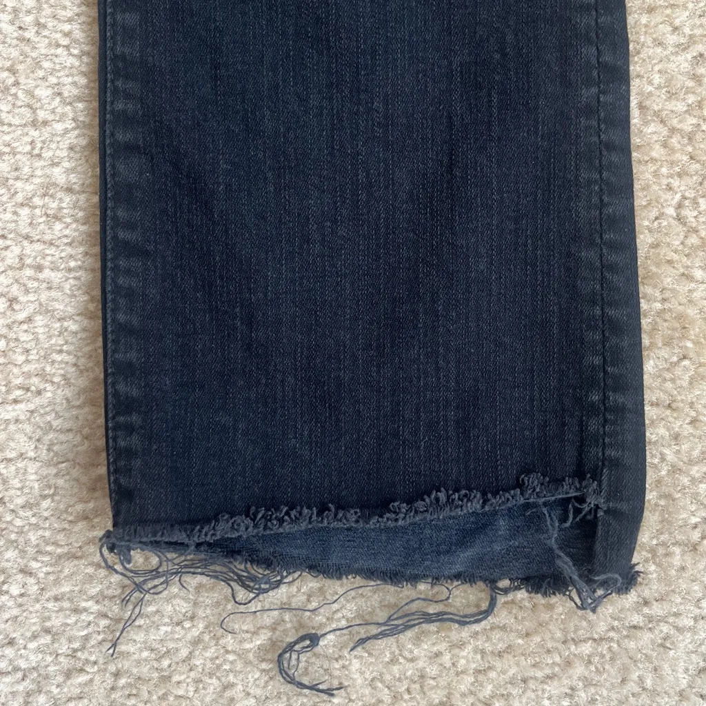 MOTHER The Insider Crop Step Fray Denim Jeans in Black Not Guilty Size 27 - Image 9