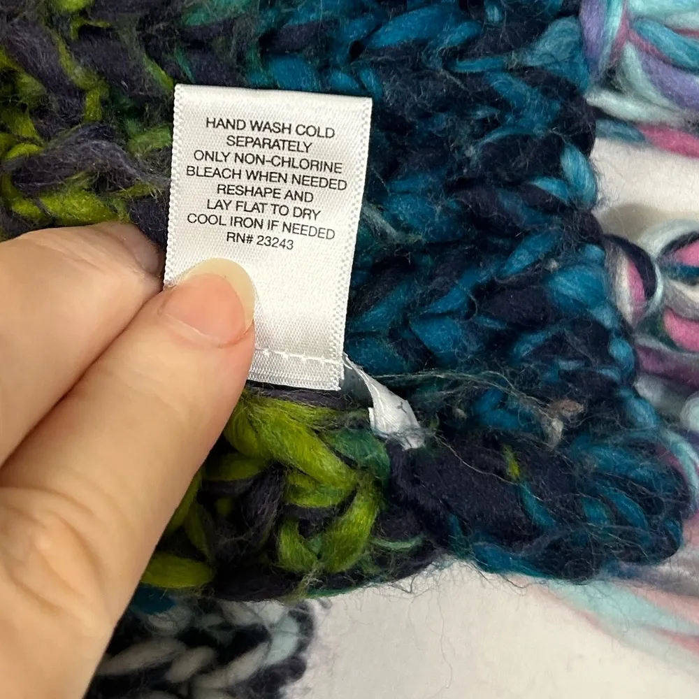 New York & Co Soft Knitted Colorful Long Winter Scarf Fringe Tassles Mint - Image 6