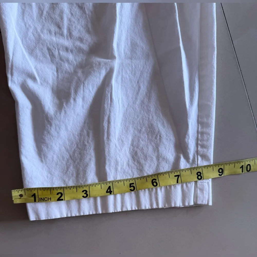 EILEEN FISHER Pants  Cotton Stretch Twill Wide Cropped Side Zip White Size M - Image 5