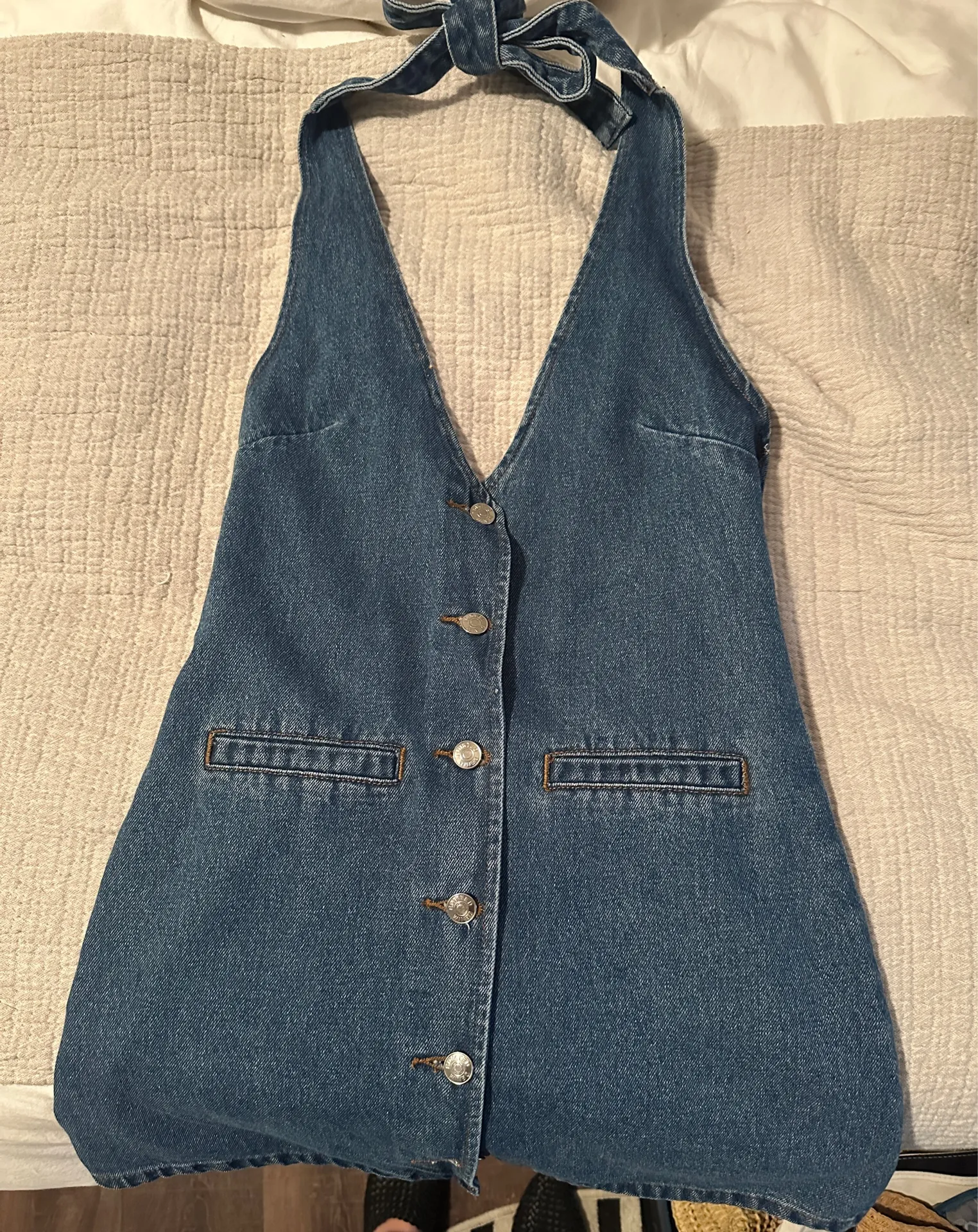 Denim Halter Dress - Image 4