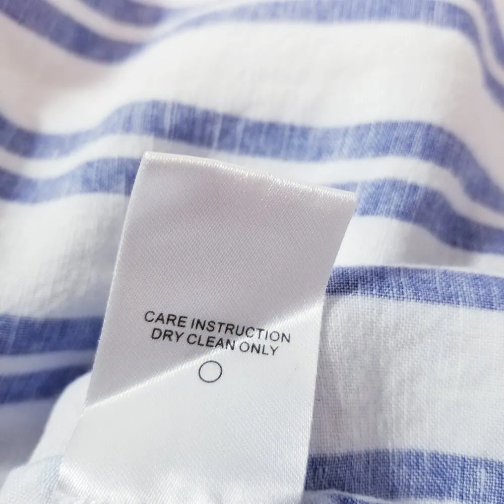 L'Academie Tuscy Dress White Blue Stripes Wrap Midi Dress - Image 11