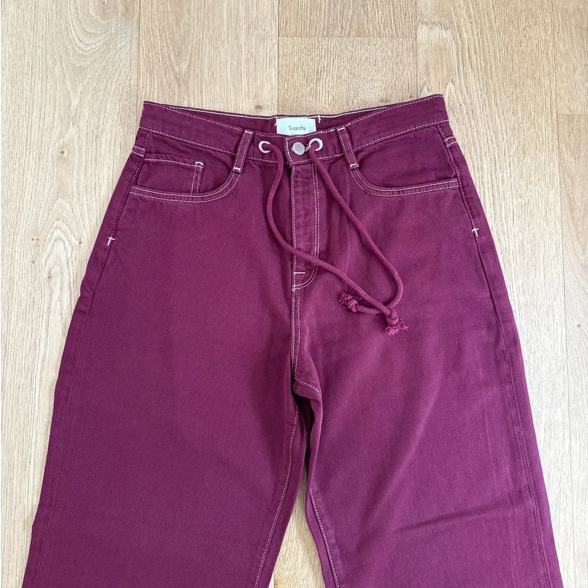 Triarchy Jeans Mid Rise Drawstring Baggy Nesta Size S Red - Image 2