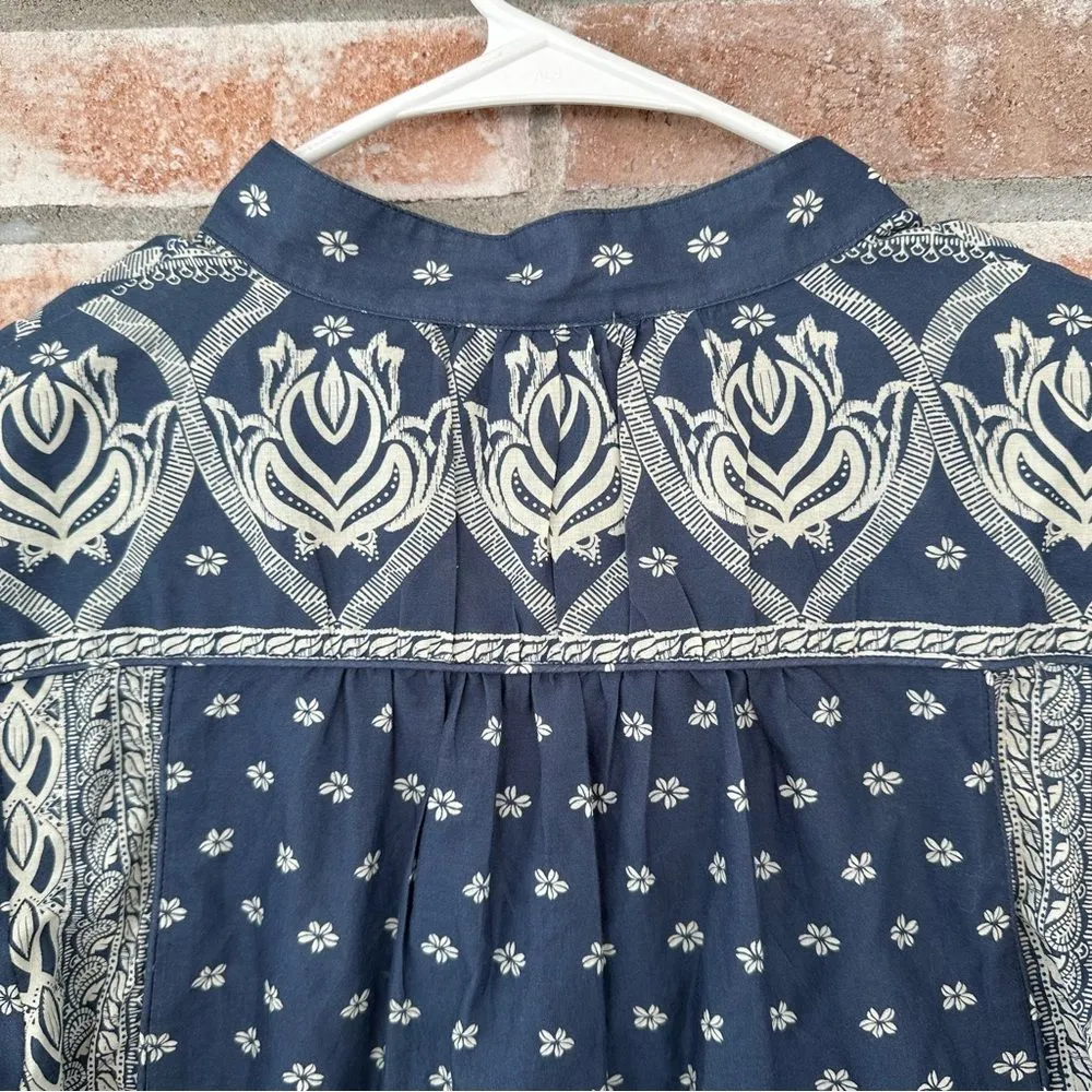 Melissa Nepton Brendon Blouse Bandana Blue White Balloon Sleeves Women’s Small - Image 9