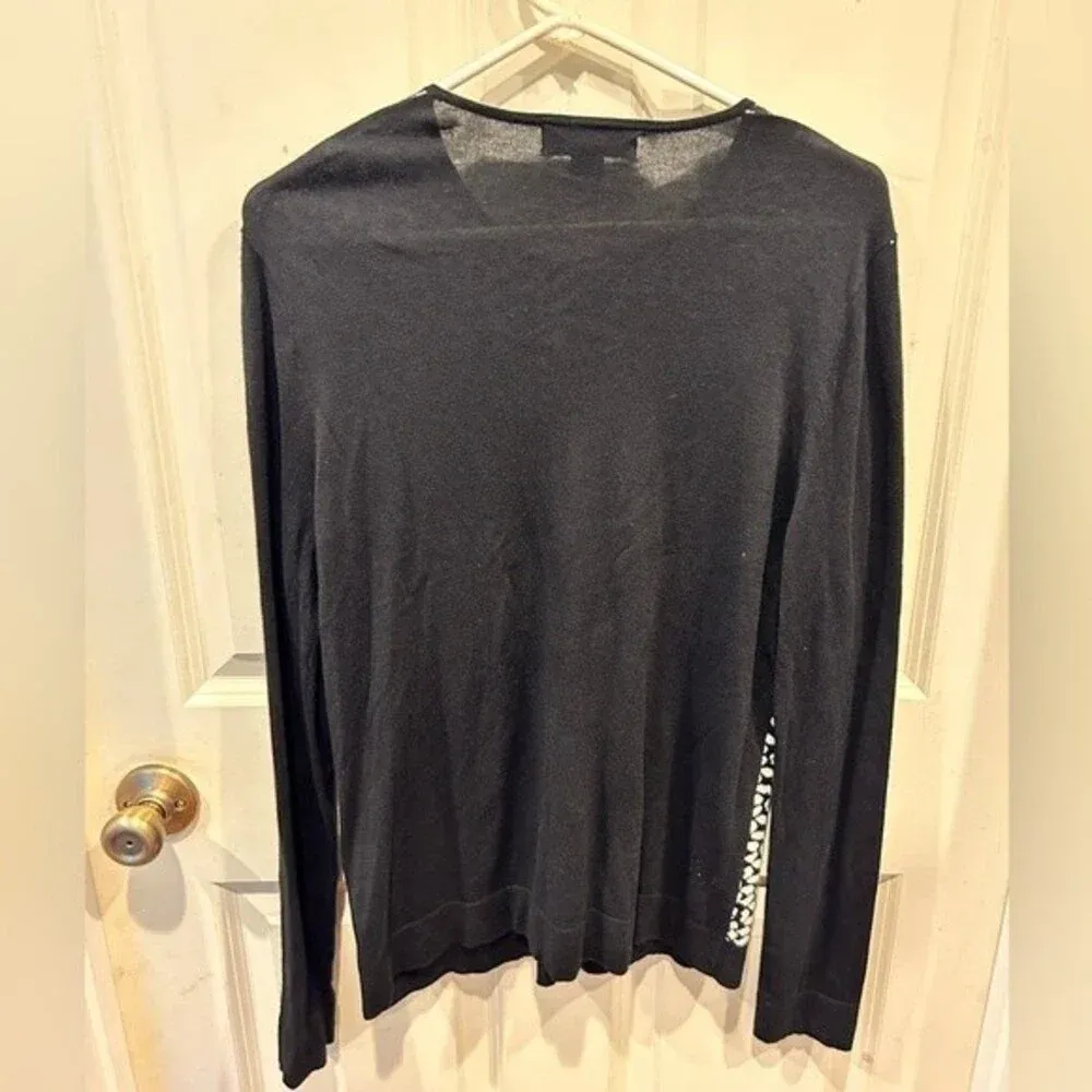 August Silk Heritage Black‎ Leopard Cardigan size XL - Image 4