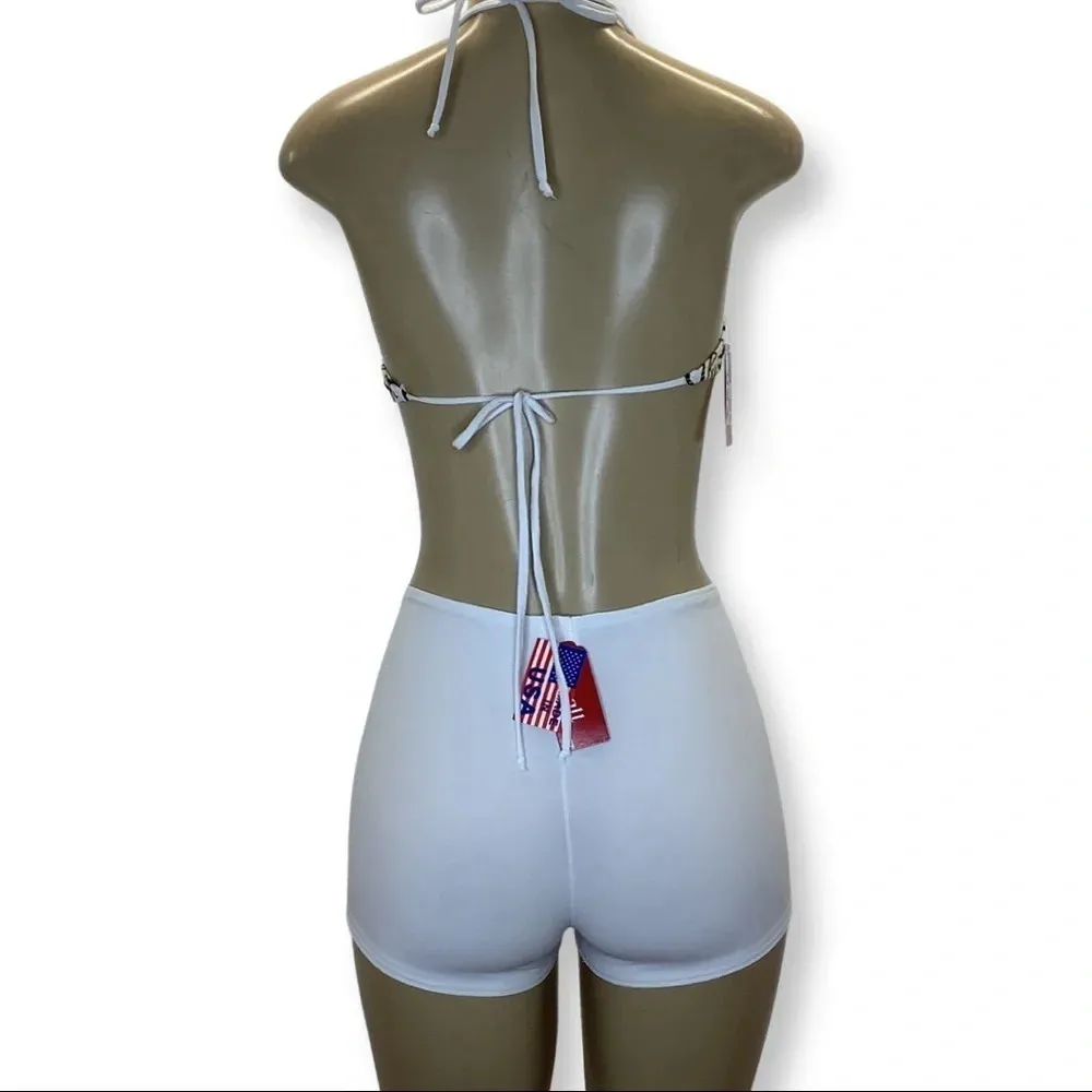 Indecent Proposal Made by Zuliana Shorts & Floral Crop Top with Neck Tie White - Image 3