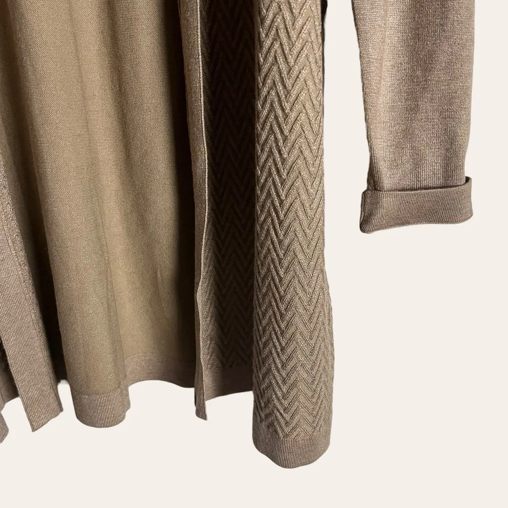 Karen Scott Taupe Beige Chevron Knit Cardigan Sweater Size Small - Image 5