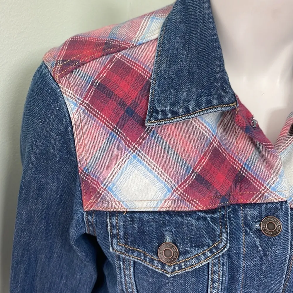Gap X Pendleton icon denim jean jacket with plaid detail ladies‎ medium - Image 3