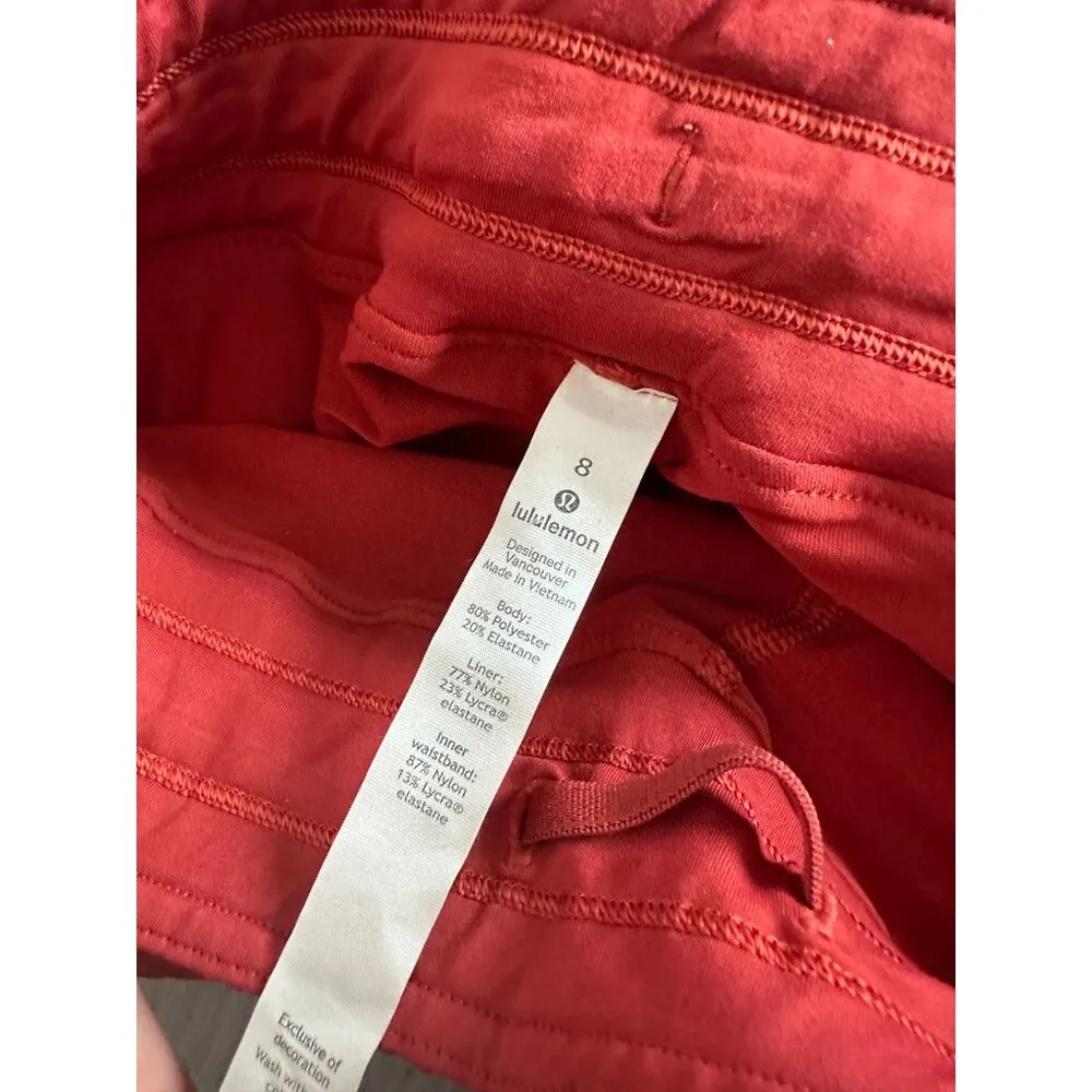 LULULEMON Orange Running Training Lined Shorts Size 8 - Image 4