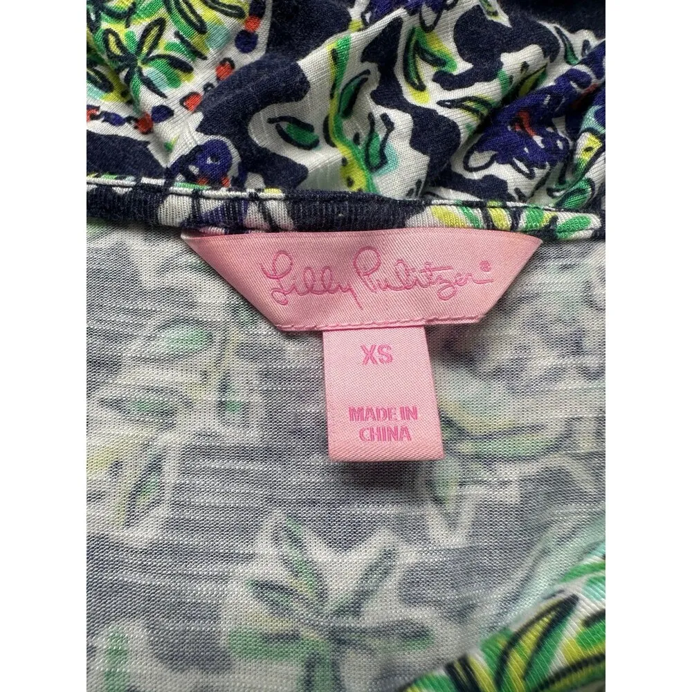 Lilly Pulitzer Surplice Raina Navy Escape Artist Side Slit Maxi Dress XS - Image 7