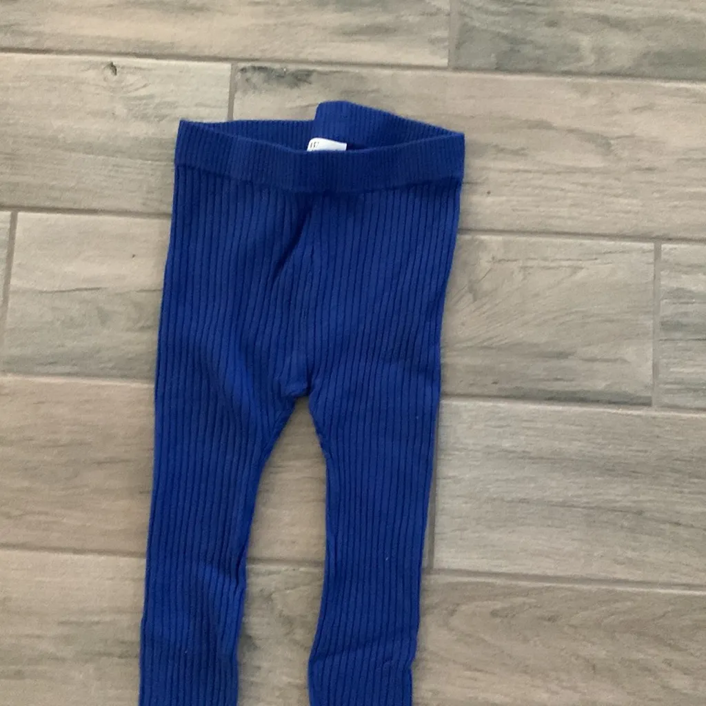 437  Blue ribbed stretch leggings - Image 2