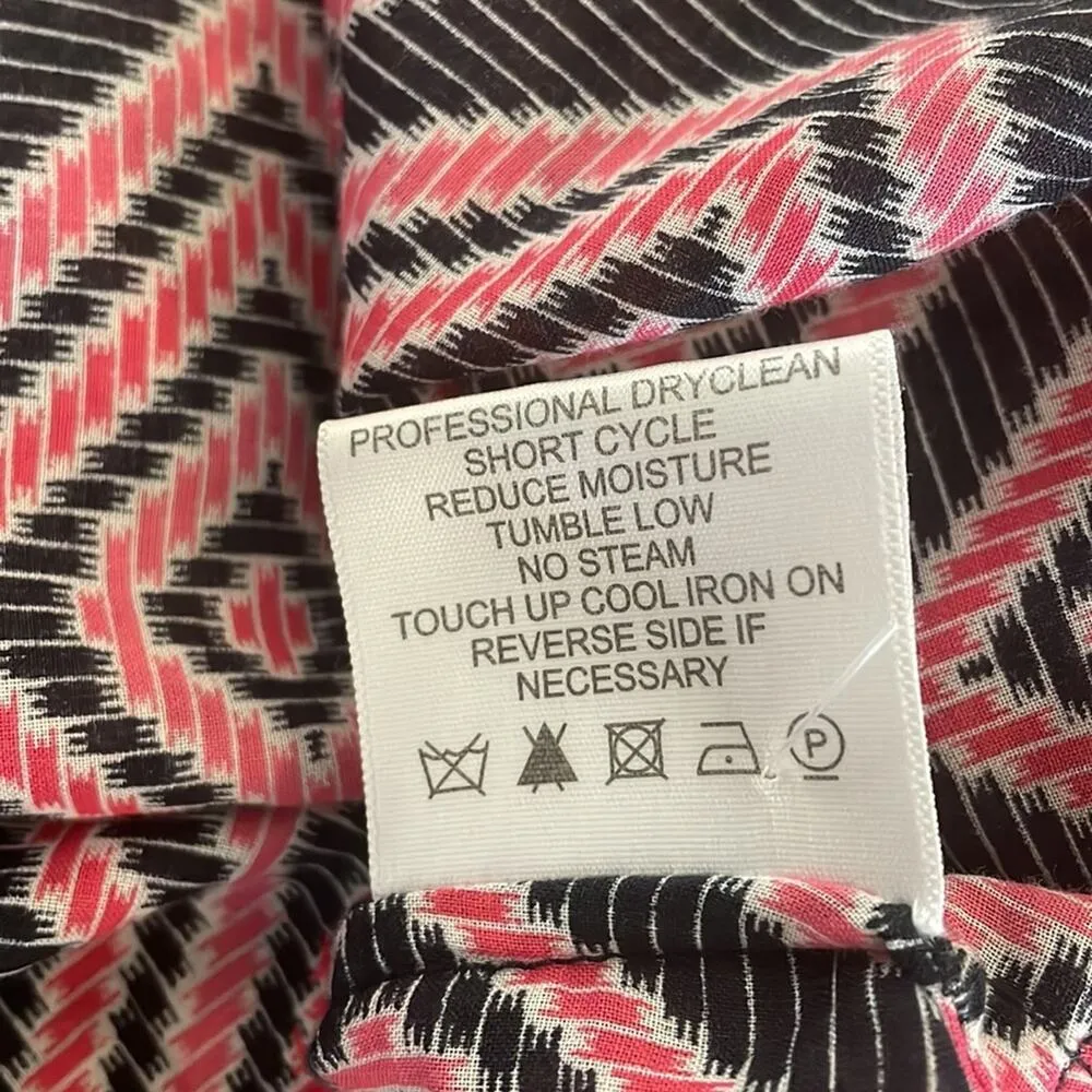 Tory Burch Pink Blue Diamond Shimmer Top Long Sleeve Blouse Geo 70s Disco Party - Image 10