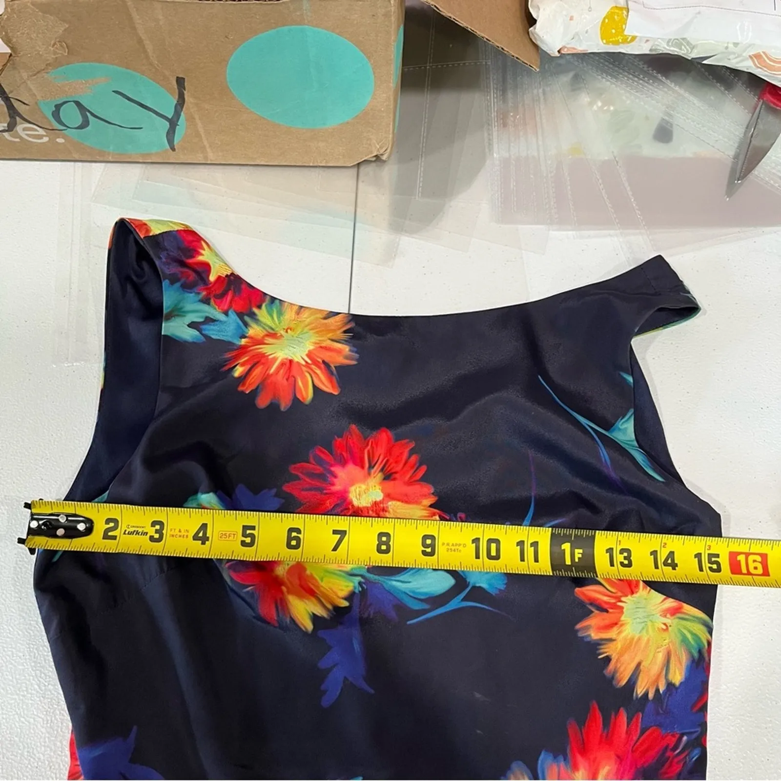 Betsey Johnson Navy Floral Fit & Flare Aline Dress Open Back - Image 10