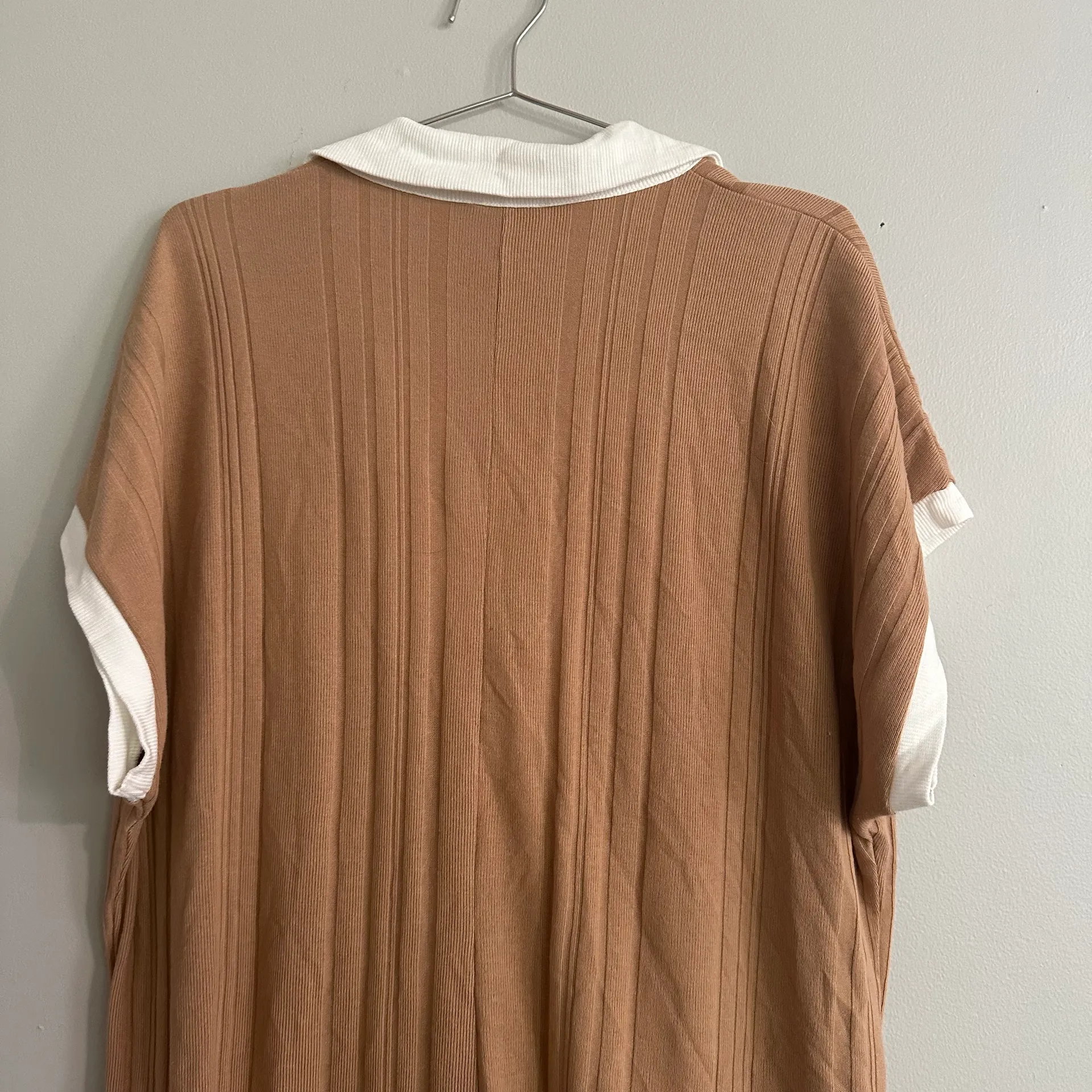 Design Contrast Collar Oversized Rib Romper In Brown - Image 11