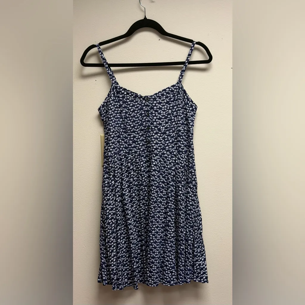 Express Navy & White Smocked Back Button-Front Mini Dress – Size Small - Image 2