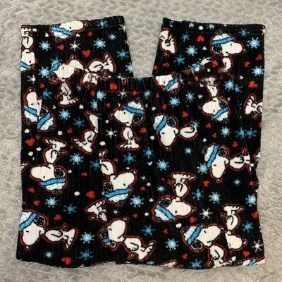 Snoopy Fleece Black Pajama Pants Size S - Image 2