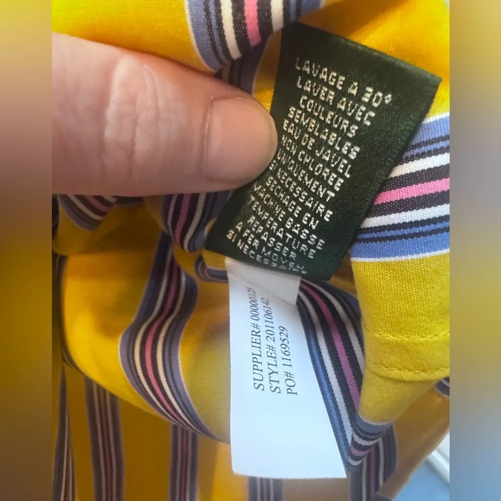 Lauren Ralph Lauren Exclusive Women's Bright Yellow Striped Button Up Petite M Size undefined - Image 10