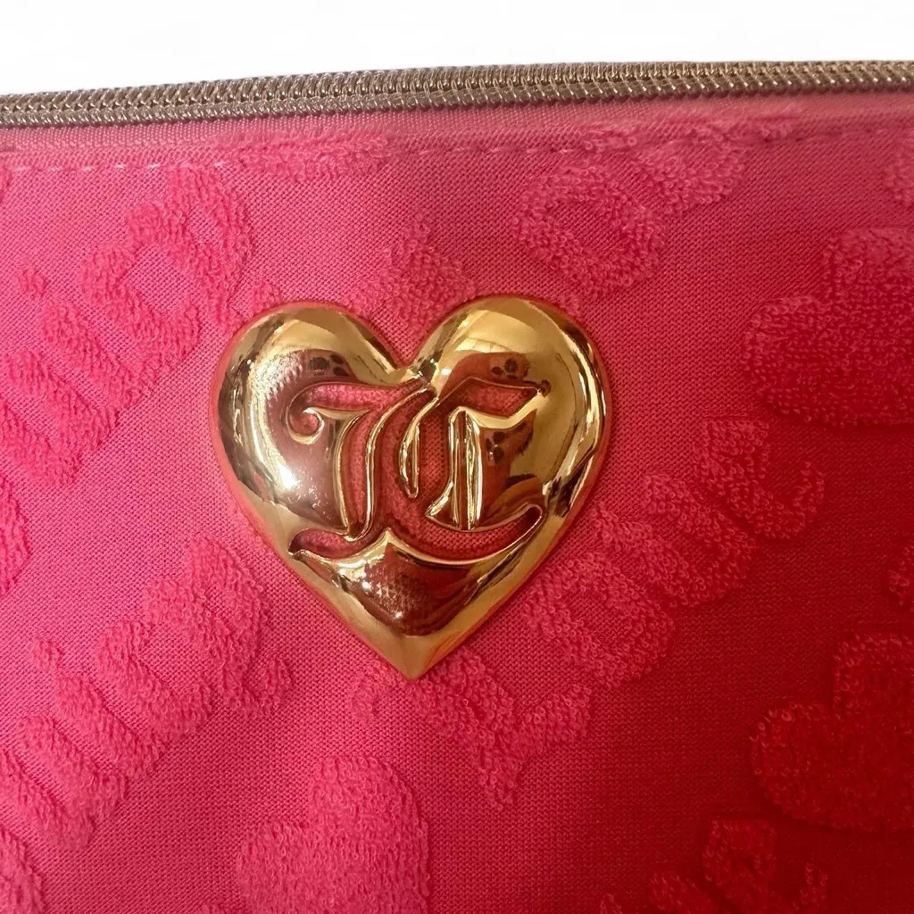 Juicy Couture Pink Velvet Love Travel Cosmetic Makeup Bag  & Mini Bottle - Image 5