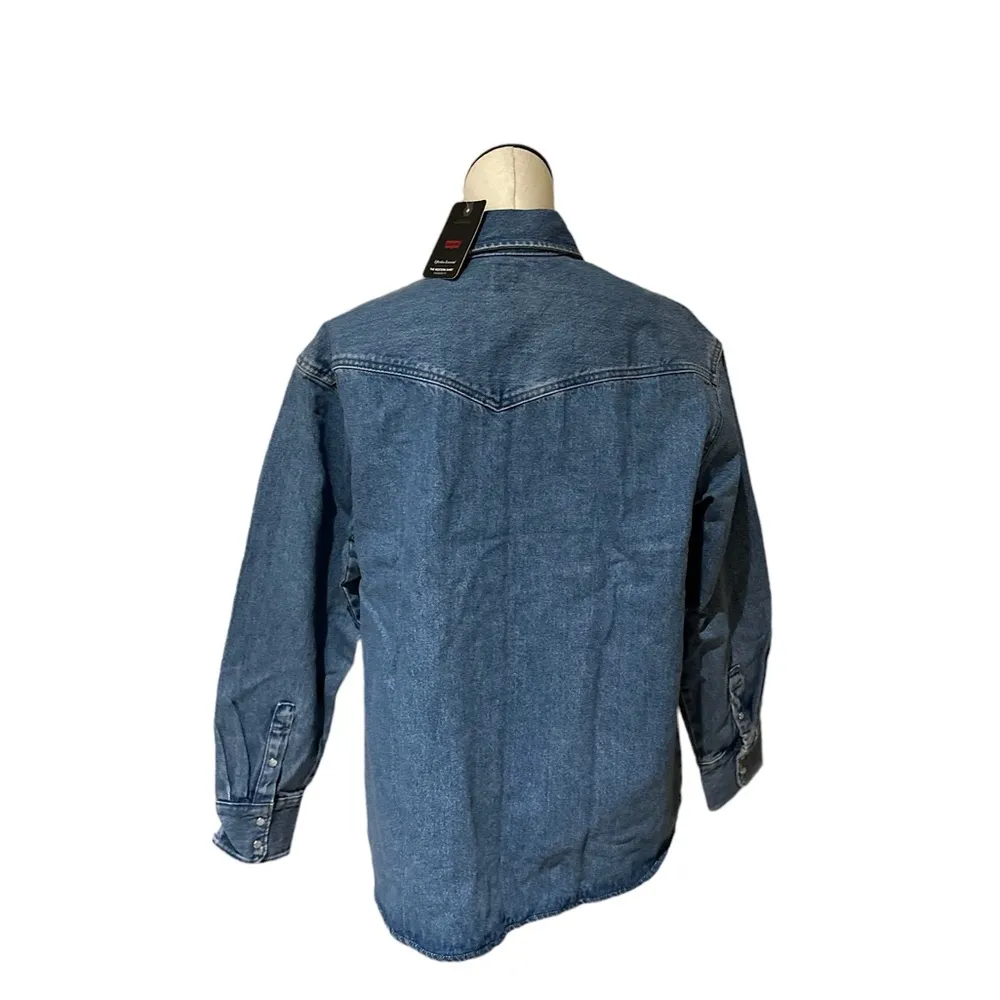 NWT LEVI’S Dylan Oversize Western Indigo Denim Jacket Shirt  Stonewash L - Image 8