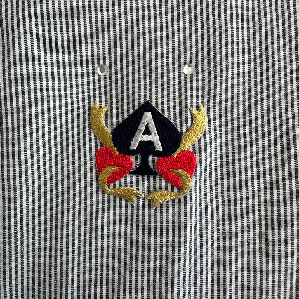 Vintage Fabrizio by Afiva Playing Cards Pinstriped Button Down Shirt Size S Gray - Image 9