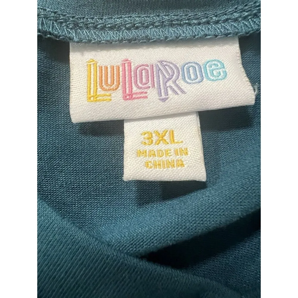 LuLaRoe Size 3XL Top V-Neck Teal ISH T-Shirt Tee Short Sleeve Loungewear Stretch - Image 6