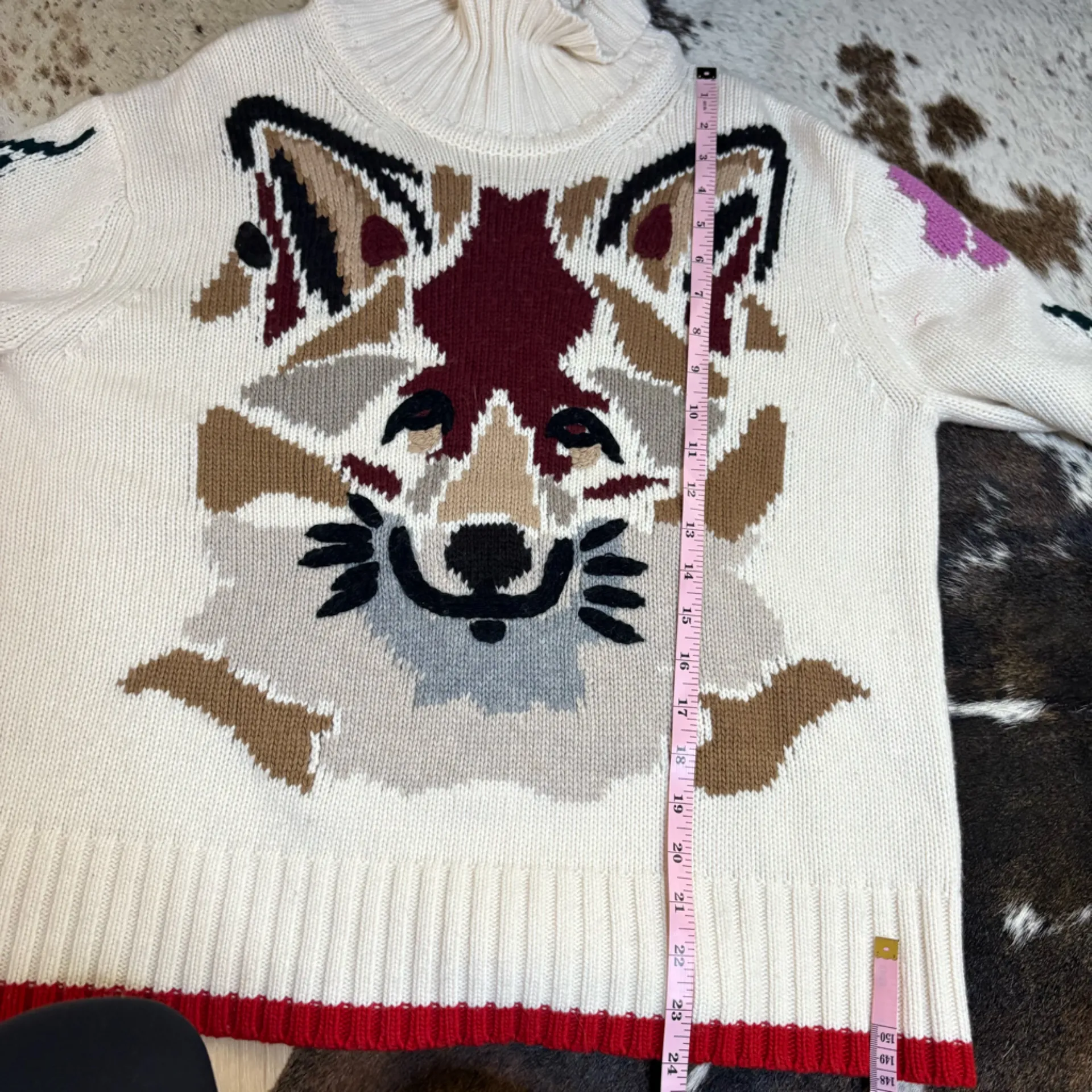 TUCKERNUCK‎ Fox Flower Knit Turtleneck Pullover Sweater Wool Cashmere Blend Sz M - Image 8
