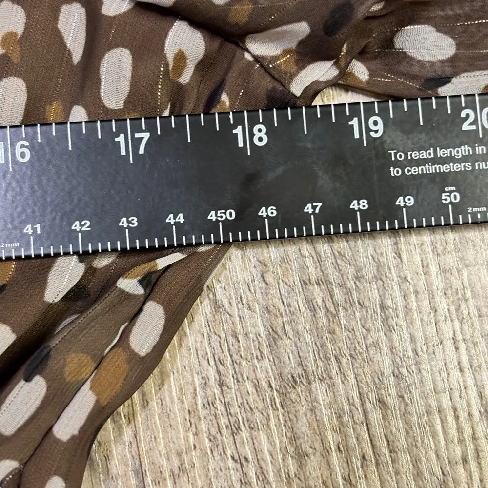 PEACH LOVE BOHO CROP CHIFFON SURPLICE BROWN TOP NWT BOW SMOCKED HEM & SLEEVES - Image 4