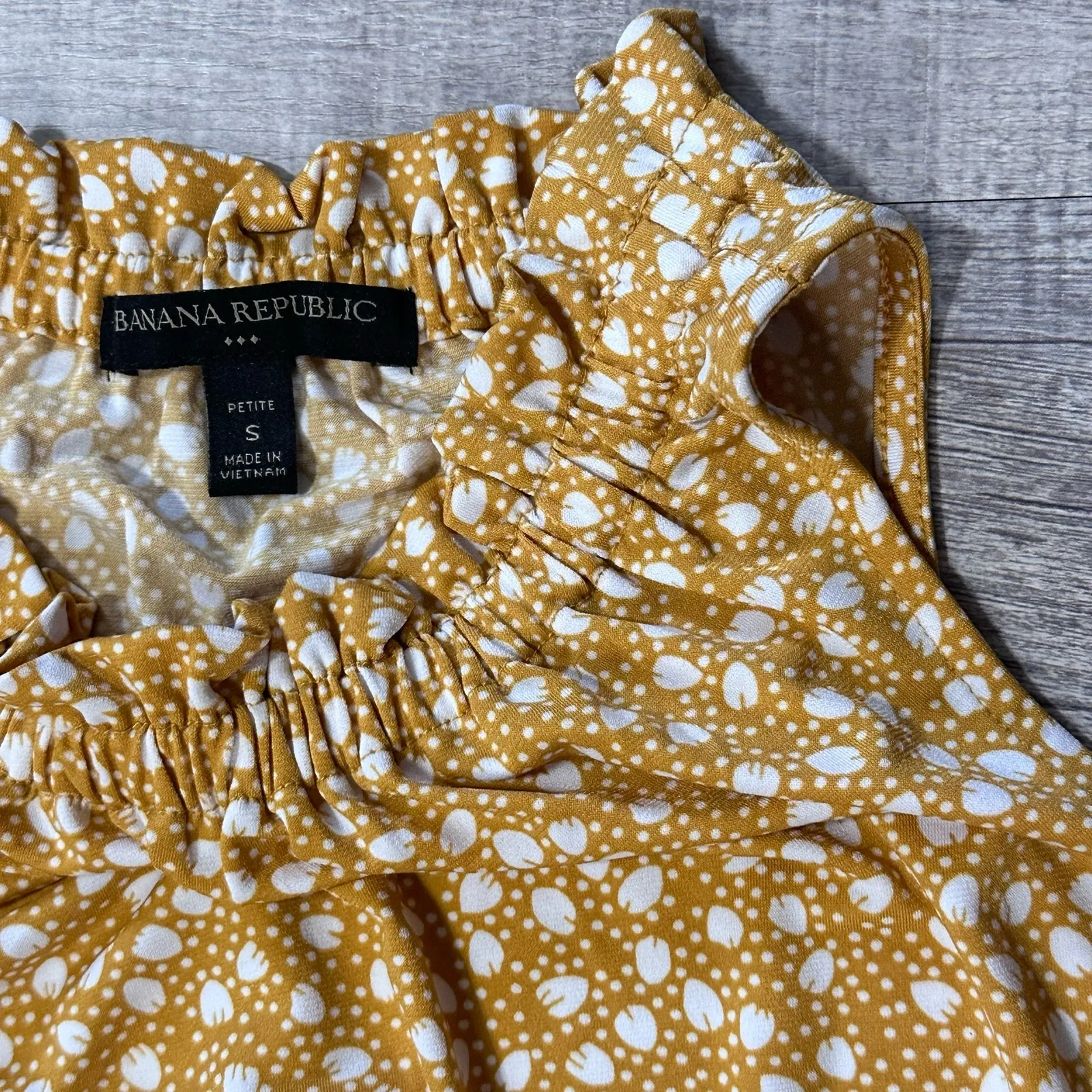 Banana Republic Flounce Shift Knit Dress Tunic Womens S Petite Honey Orange - Image 4