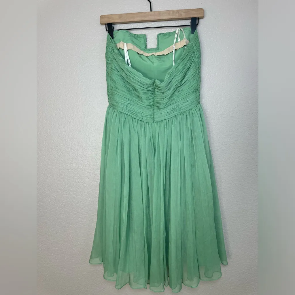 Halston Heritage Meadow Embellished Mint Green Strapless Chiffon Mini Dress 6 - Image 10
