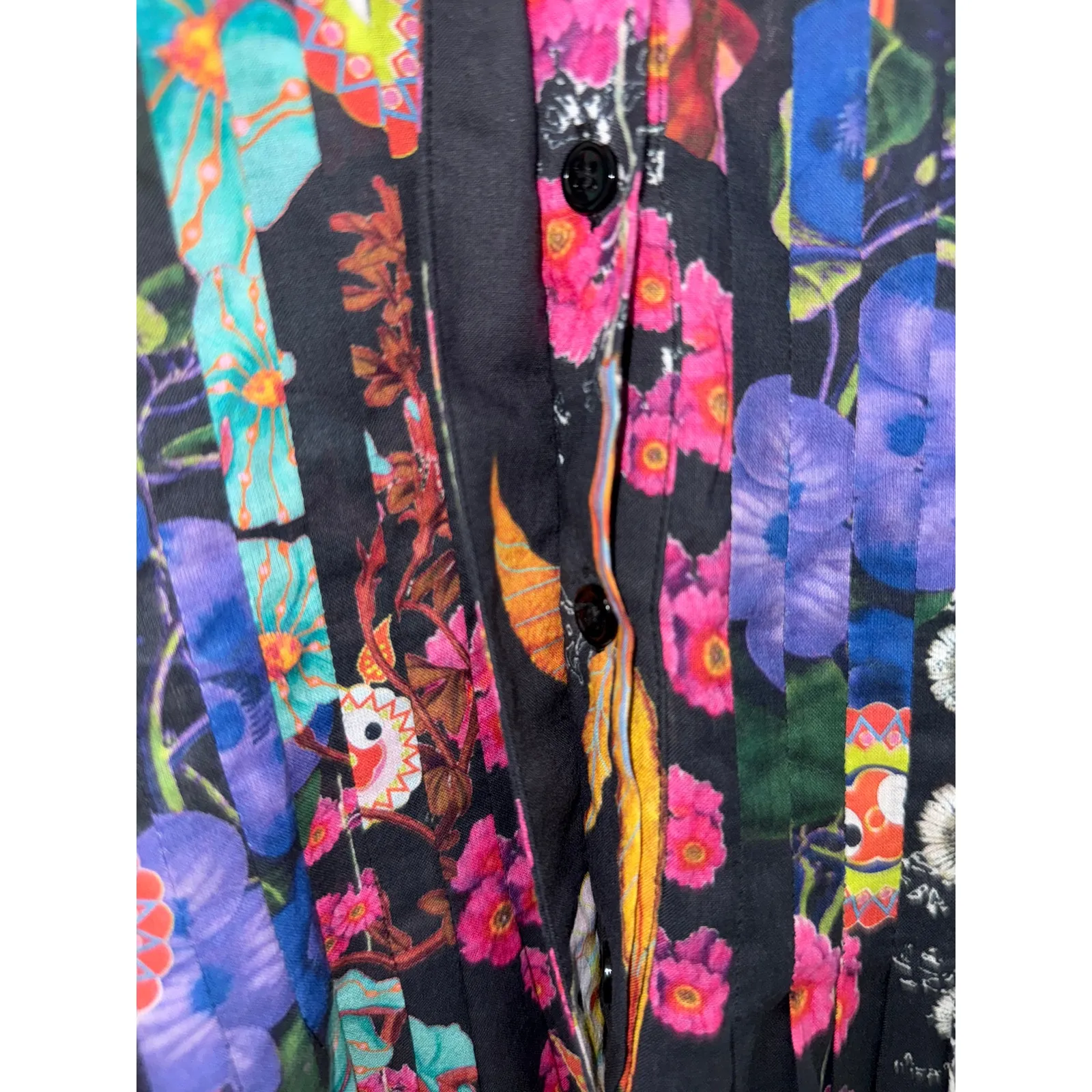 Cynthia Rowley  Pleated Button Up Flutter Sleeve Dress Multi Size Medium Long - Image 11