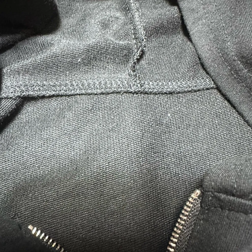 Unbranded no tags Black Full Zip Zipper Hoodie with White Skeleton Bones Medium - Image 5