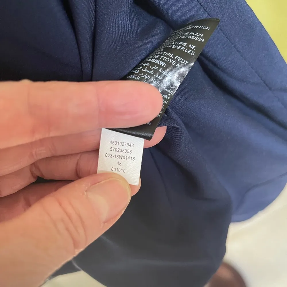 White House Black Market Navy and White Tweed Faux Pearl Jacket Size 12 - Image 11