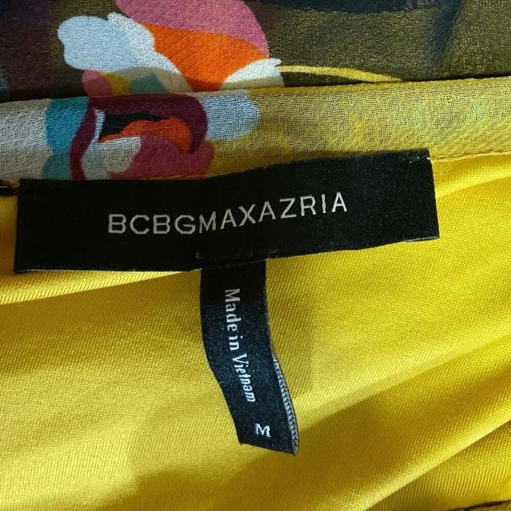 BCBGMAXAZRIA Multicolor Floral Colorblock Off the Shoulder Mini Dress Size M - Image 6